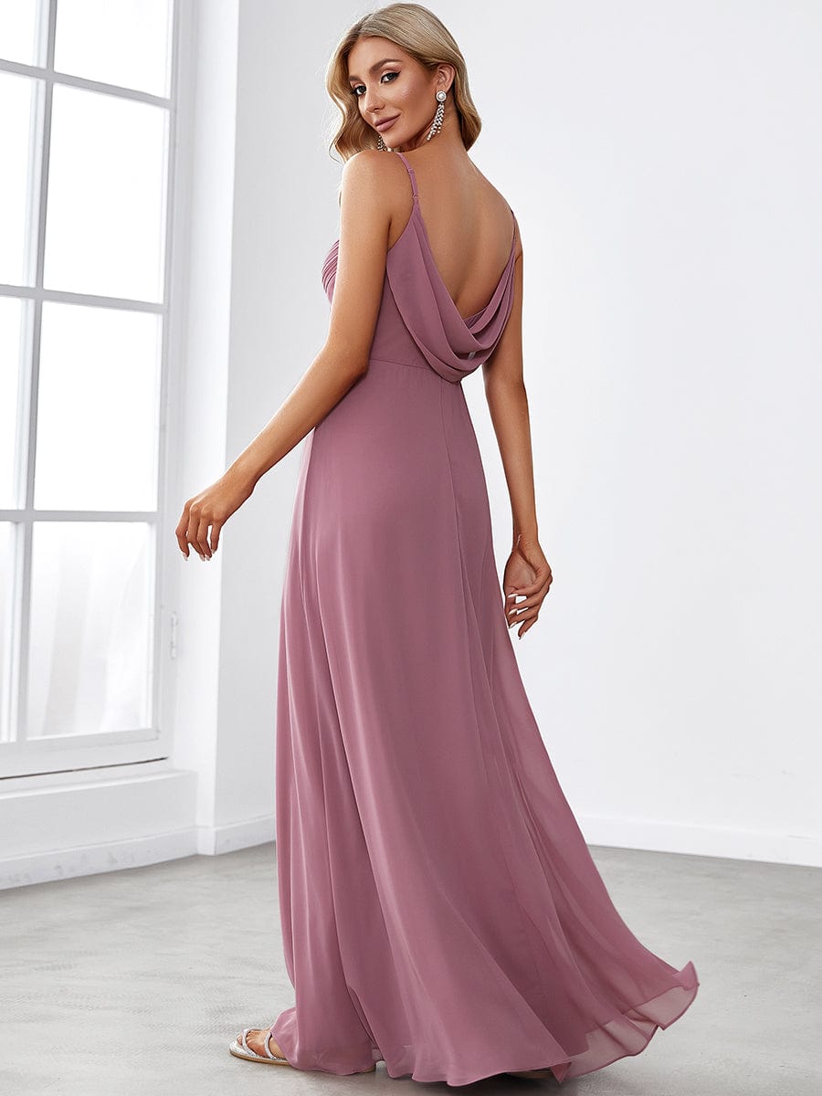 Criss-Cross V-Neck Chiffon Backless A-Line Bridesmaid Dress