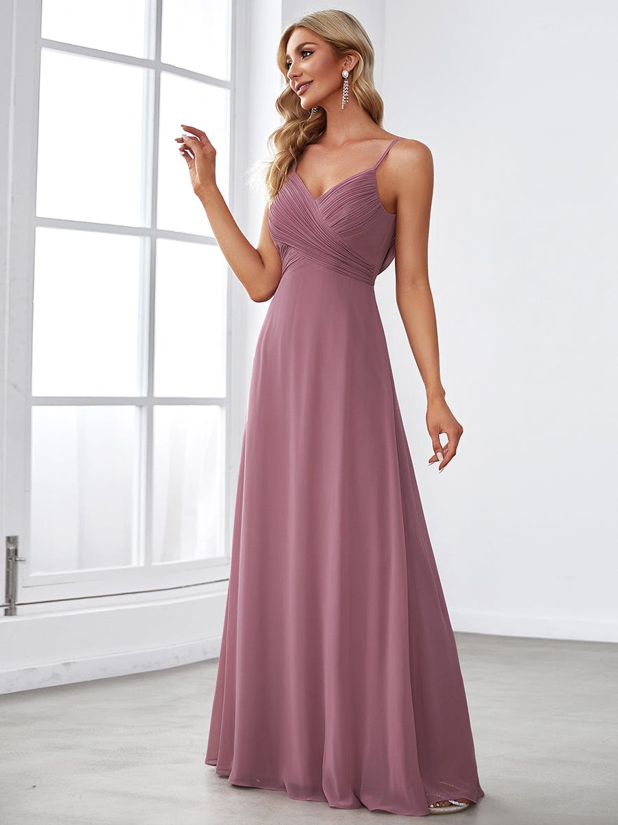 Criss-Cross V-Neck Chiffon Backless A-Line Bridesmaid Dress