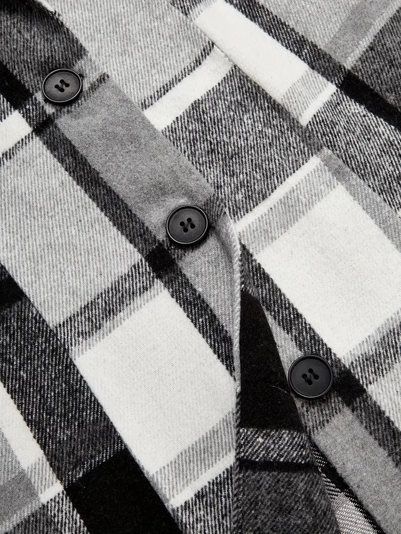 Sleeveless Plaid Lapel Blazer, Casual Single Breasted Outerwear, Women's Apparel