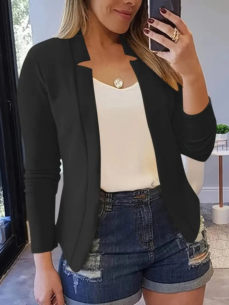 Sophisticated Long Sleeve Slim Fit Blazer for Women's Work Attire