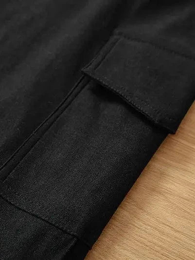 Solid Drawstring Cargo Pants for Y2K, Elastic Waist Casual Trousers With Pockets, Women's Clothing
