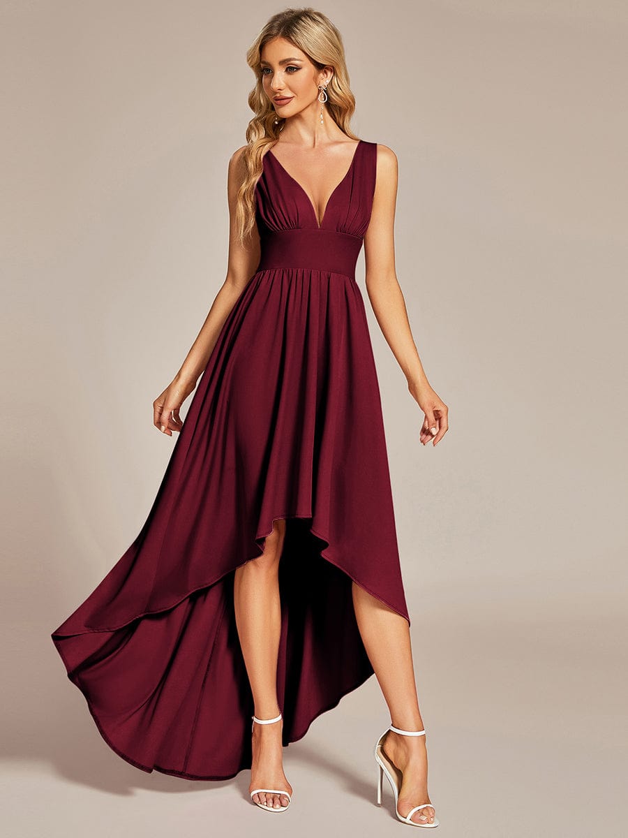 Elegant High-Low Sleeveless Empire Waist Bridesmaid Dress