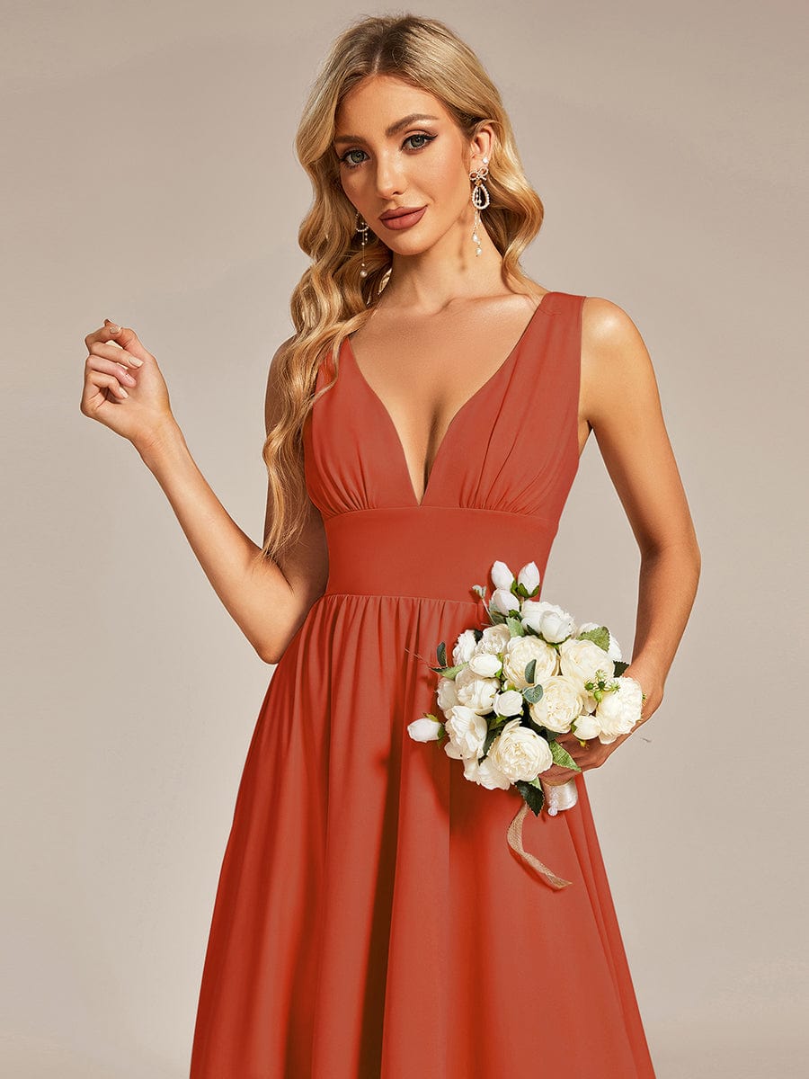 Elegant High-Low Sleeveless Empire Waist Bridesmaid Dress