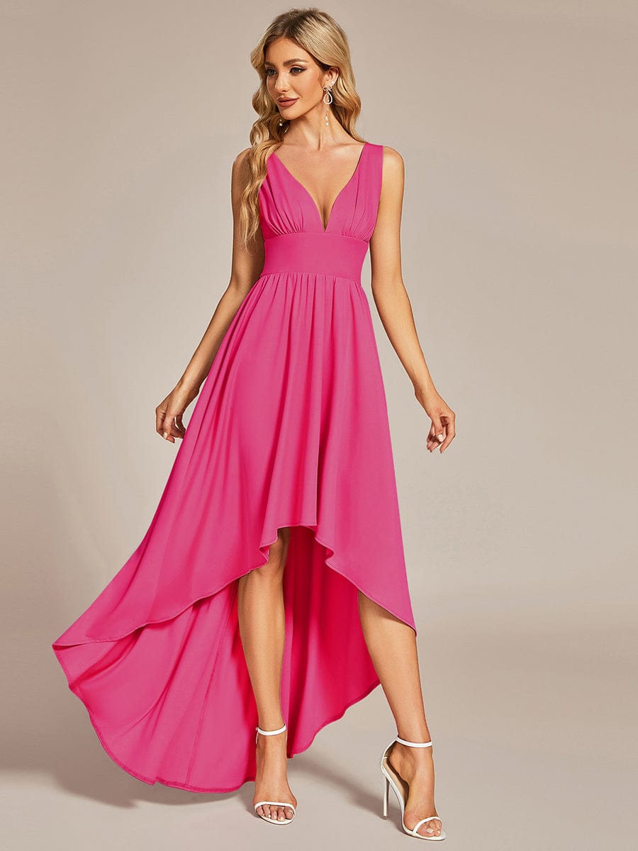 Elegant High-Low Sleeveless Empire Waist Bridesmaid Dress