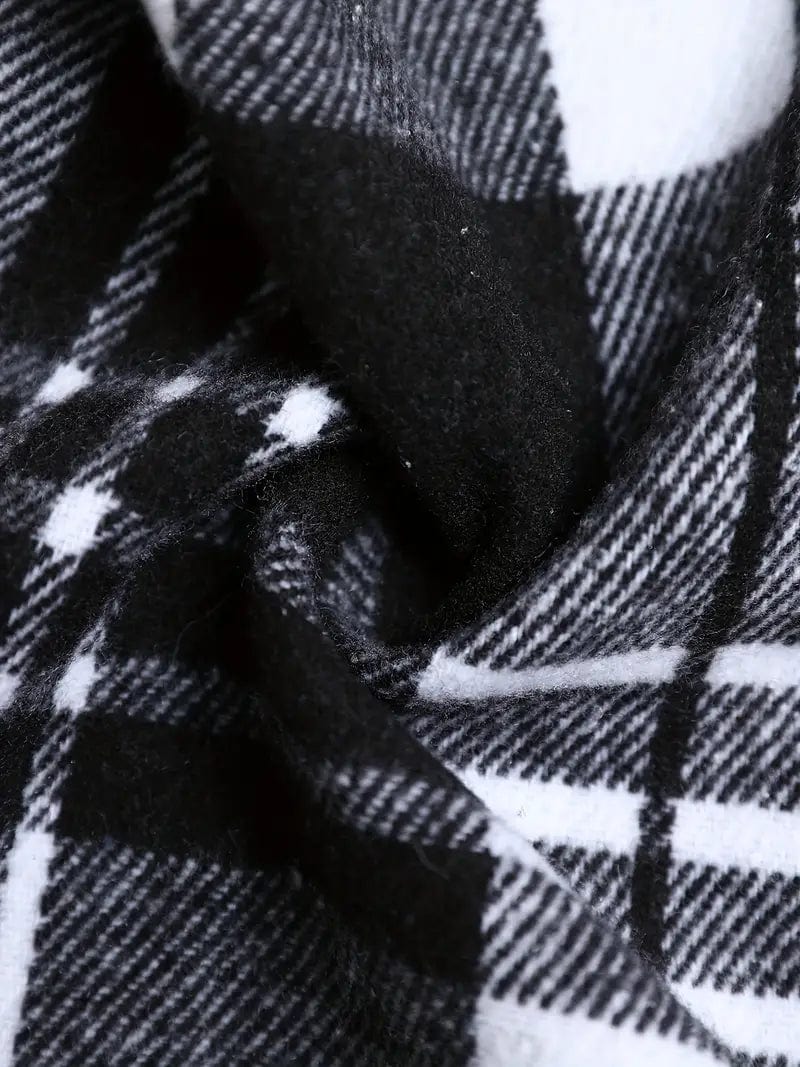 Plaid Lapel Blazer with Single Breasted Long Sleeve - Women's Outerwear