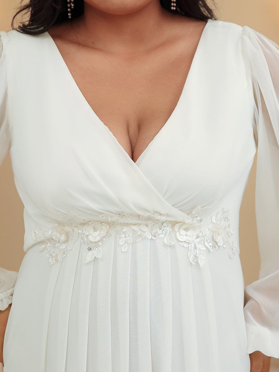 Elegant Chiffon Plus Size Evening Gown with Long Lantern Sleeves