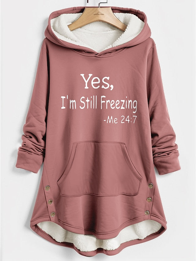 Warm & Stylish Sherpa Fleece Lined Women's Hoodie Sweatshirt