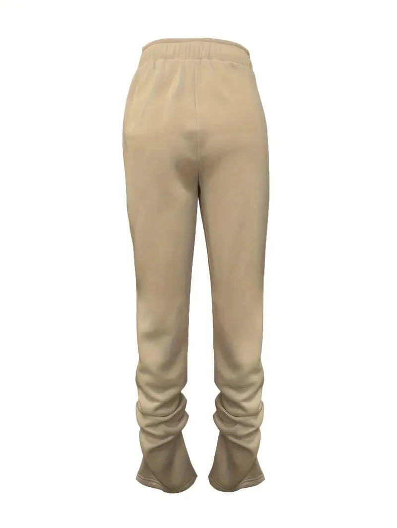 Long Drawstring Pants with Dual Pockets for Women's Fall & Winter Wear