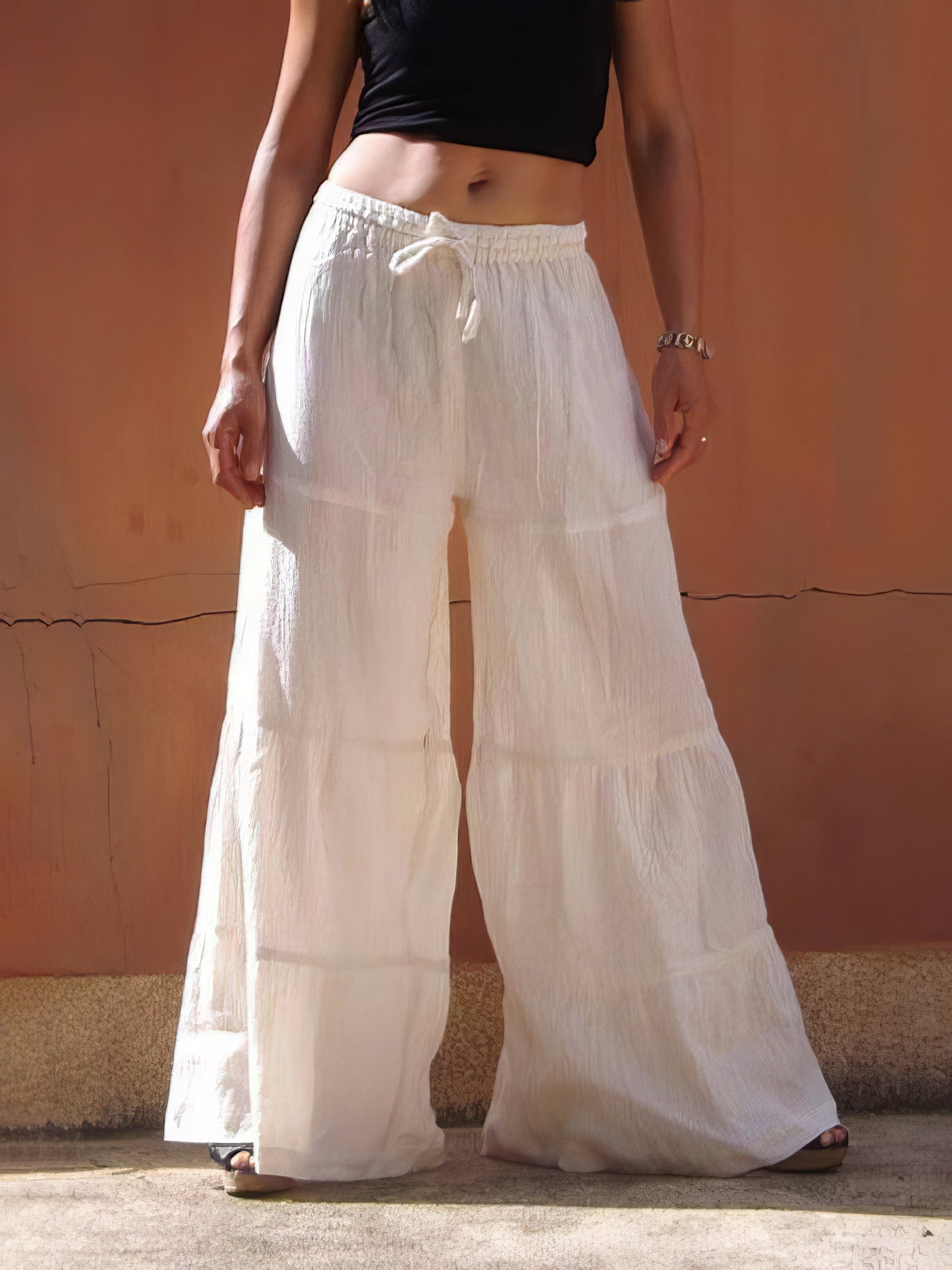 Wide Leg Pants in Plus Size with Elastic Waist and Loose Fit