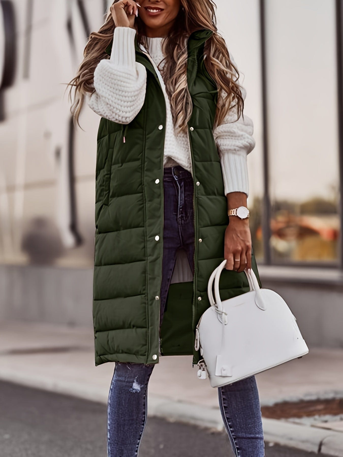 Casual Stylish Sleeveless Button Front Hooded Coat