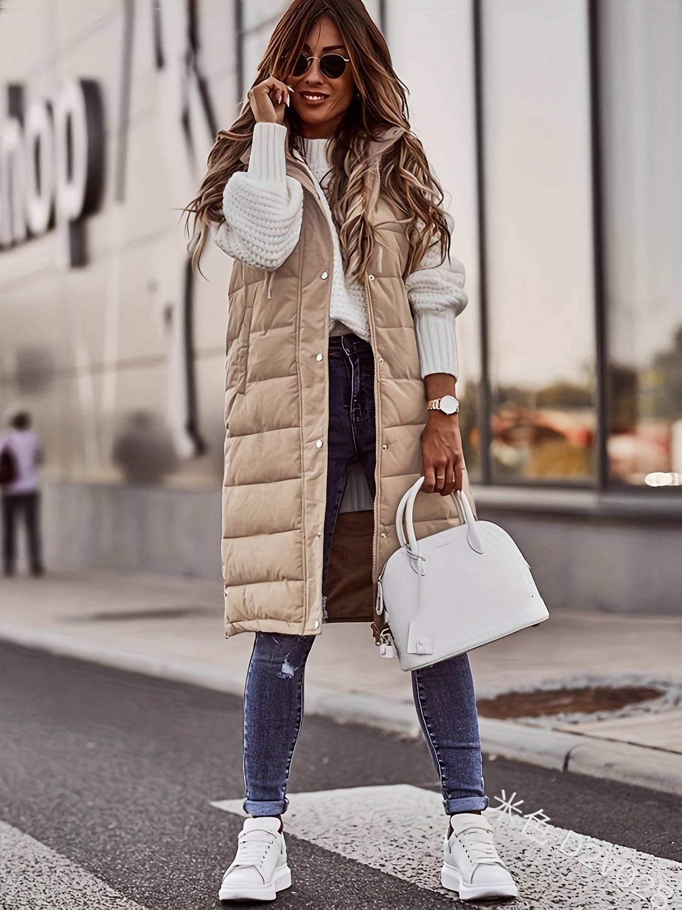 Casual Stylish Sleeveless Button Front Hooded Coat