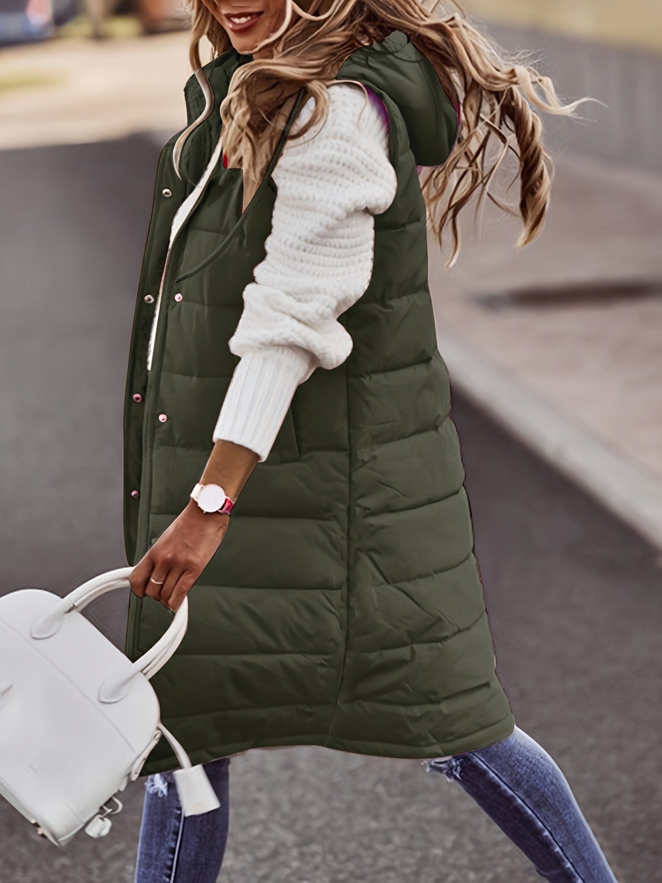 Casual Stylish Sleeveless Button Front Hooded Coat