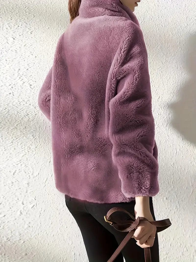 Cozy Solid Drawstring Zip-Up Long Sleeve Warm Coat