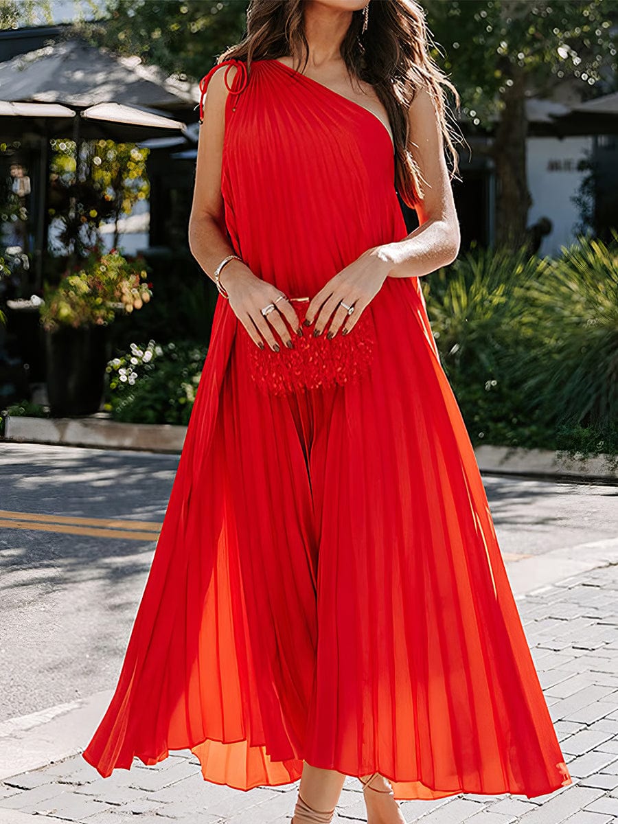 One Shoulder Temperament Commuting Irregular Midi Dress