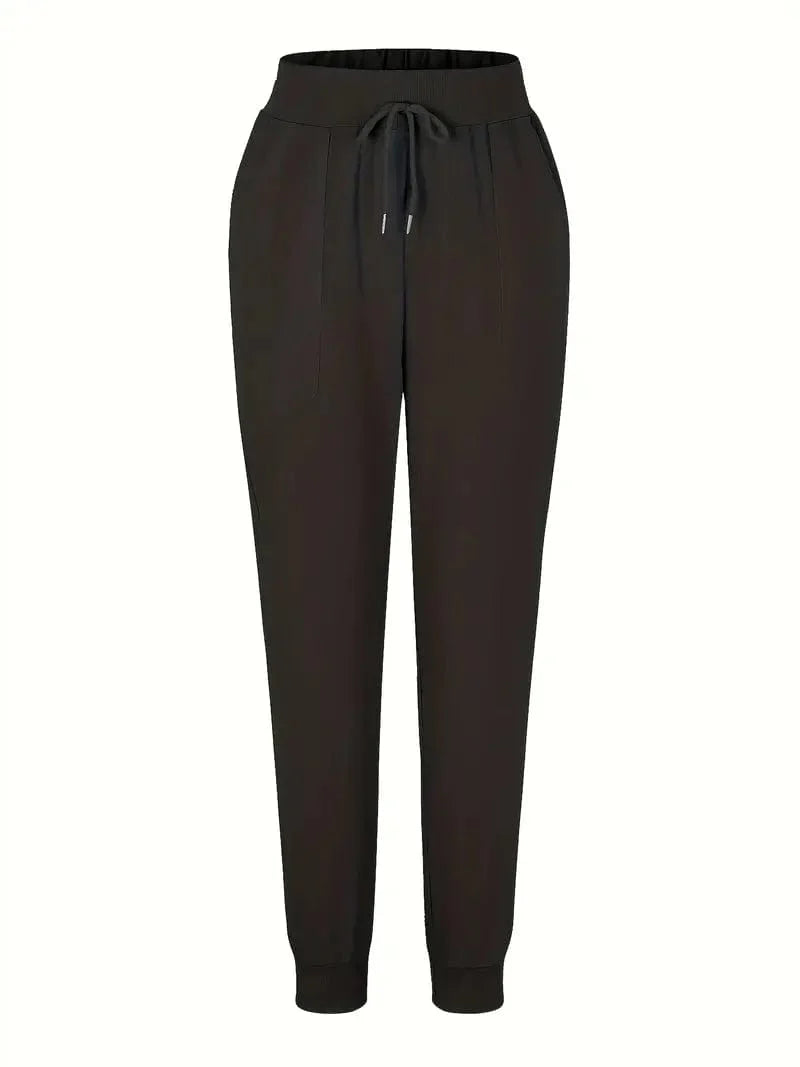 Solid Casual Adjustable Drawstring Pockets Pants