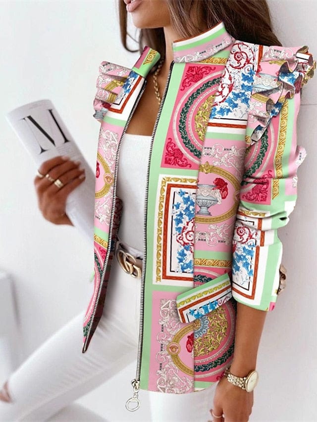 Stay Warm and Stylish with Women's Baroque Print Blazer for Winter Fashion