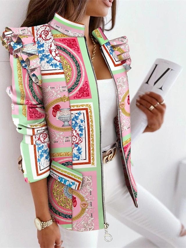 Stay Warm and Stylish with Women's Baroque Print Blazer for Winter Fashion