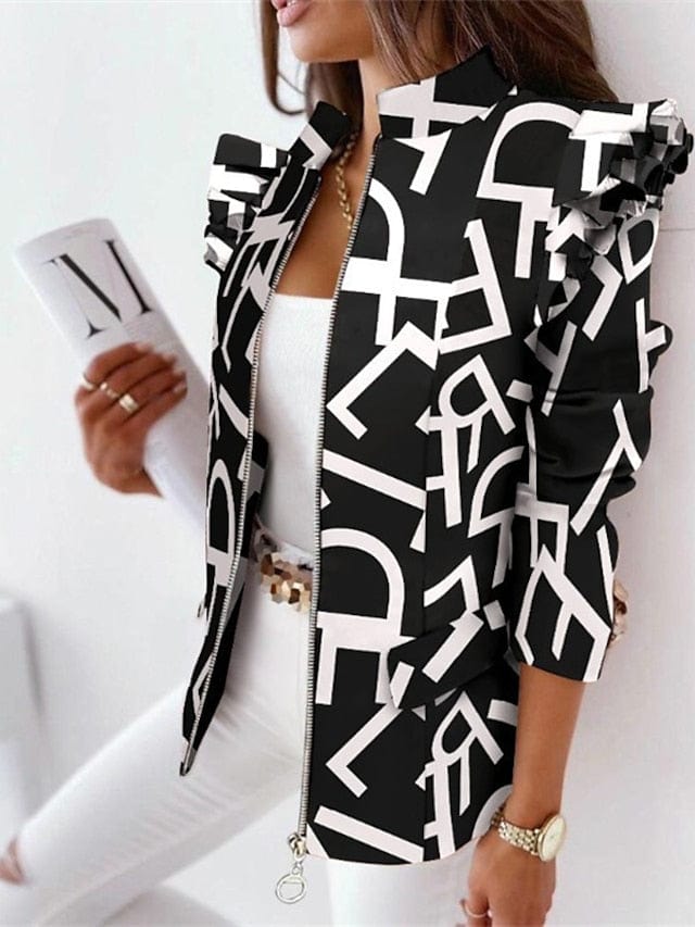 Stay Warm and Stylish with Women's Baroque Print Blazer for Winter Fashion