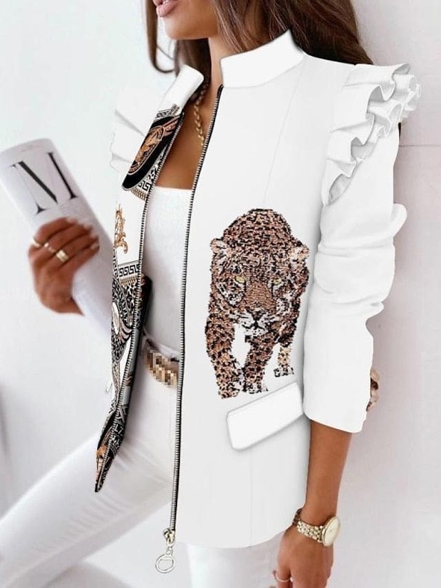 Stay Warm and Stylish with Women's Baroque Print Blazer for Winter Fashion
