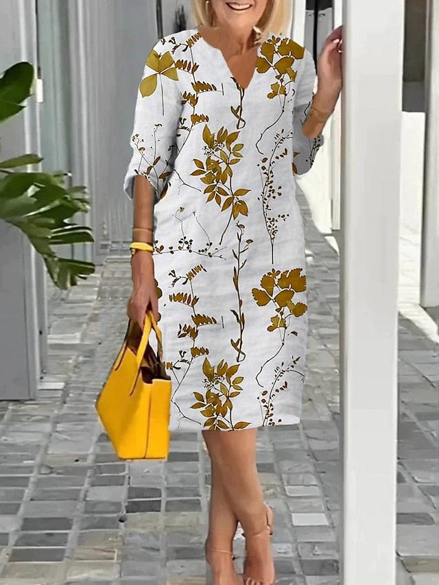 Active Floral Split Neck Mini Dress for Women