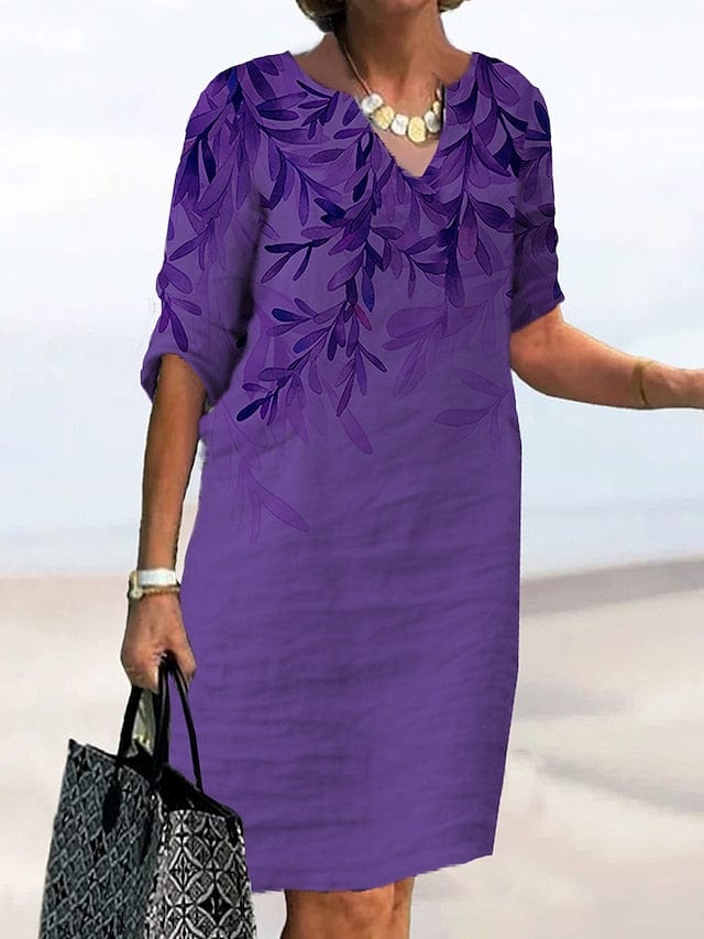Active Floral Split Neck Mini Dress for Women