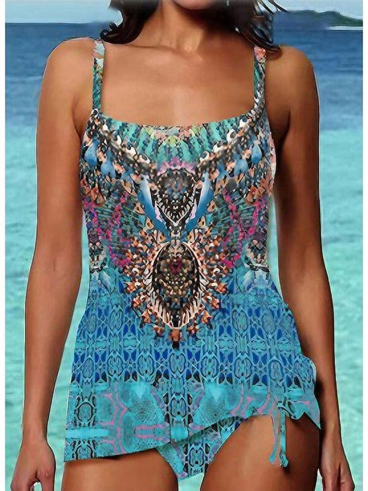 **Elevate Your Beach Look with Women's 2 Piece Printing Tankini Swimsuit**