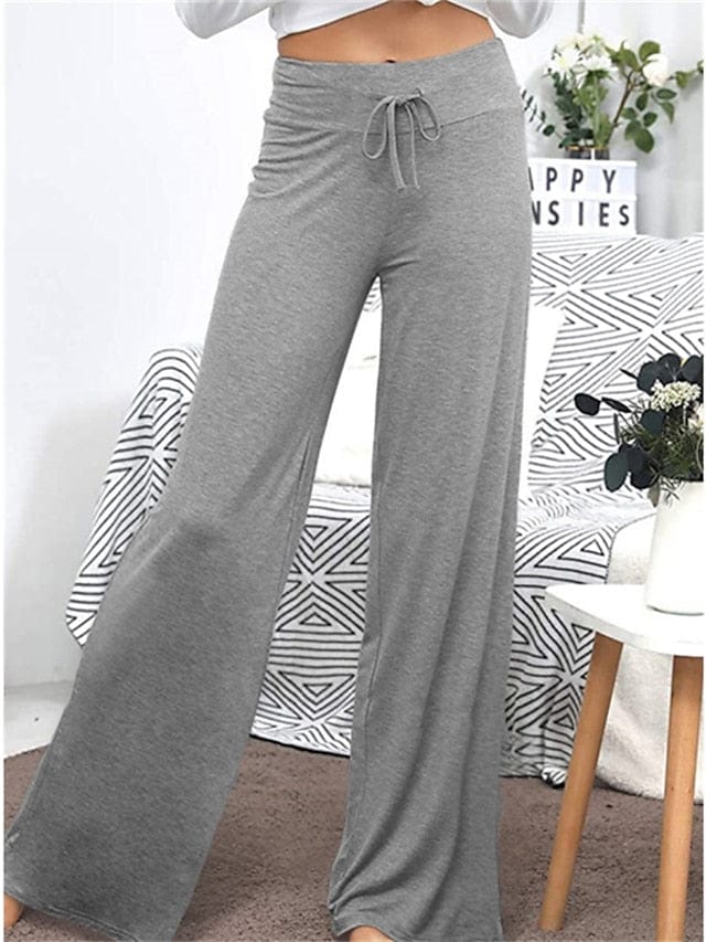 Women's Quick Dry Wide Leg Yoga Pants with Drawstring and Pockets