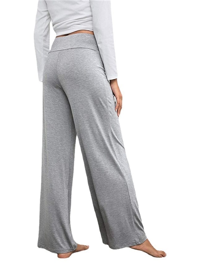 Women's Quick Dry Wide Leg Yoga Pants with Drawstring and Pockets