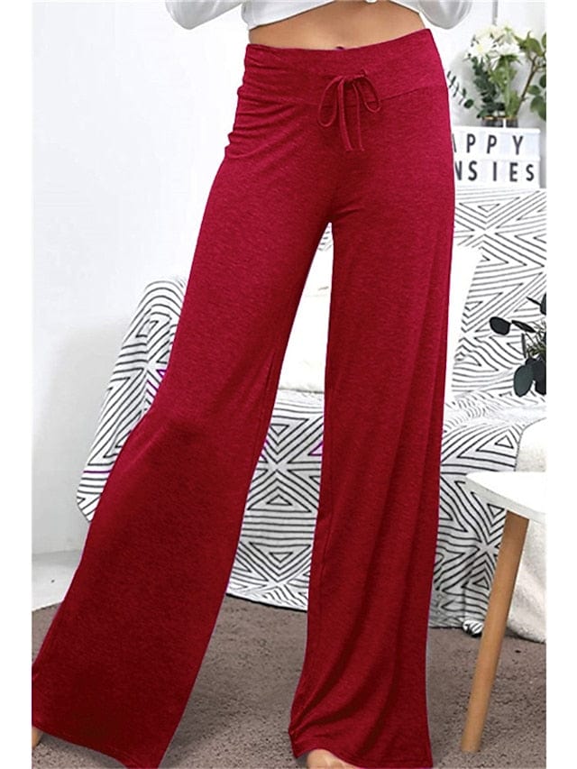 Women's Quick Dry Wide Leg Yoga Pants with Drawstring and Pockets