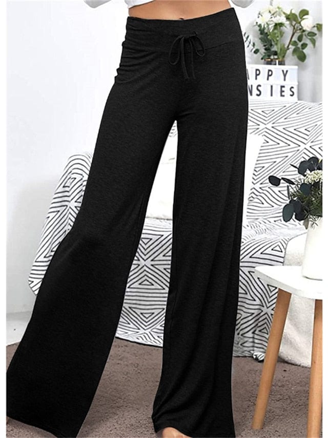 Women's Quick Dry Wide Leg Yoga Pants with Drawstring and Pockets