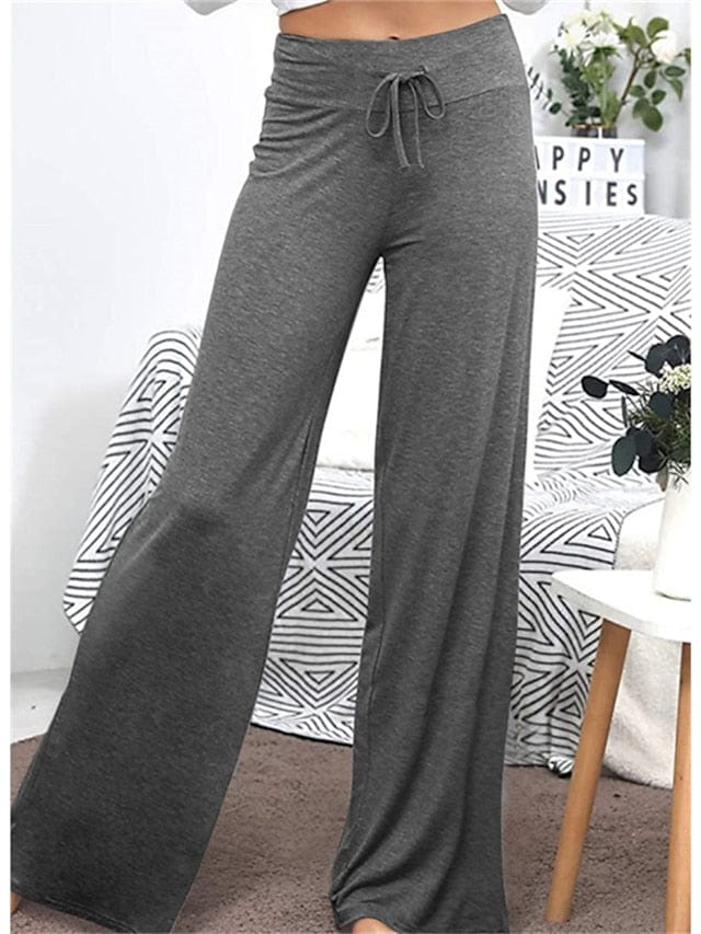 Women's Quick Dry Wide Leg Yoga Pants with Drawstring and Pockets