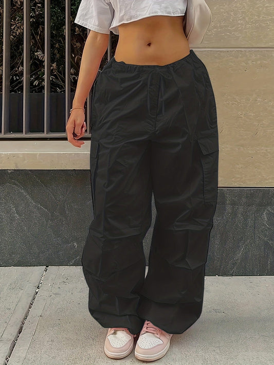 Y2K Loose Drawstring Cargo High-Waist Wide-Leg Casual Pants