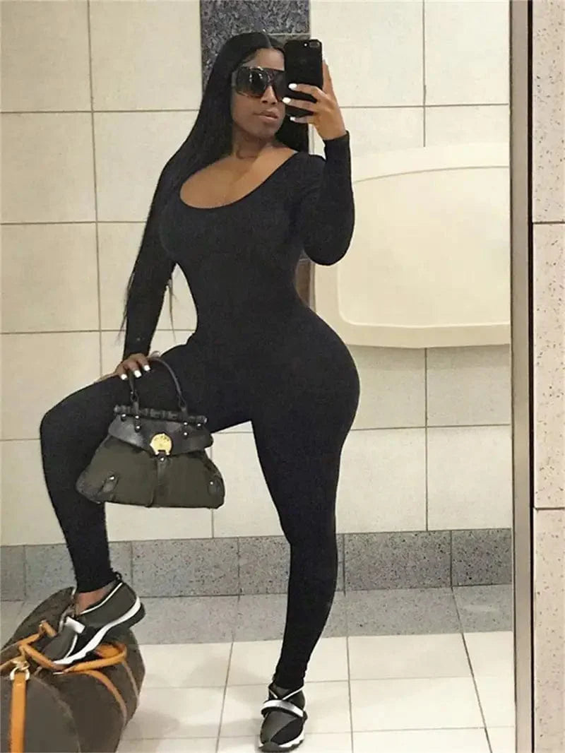 Yoga Skinny Seamless Crew Neck Bodycon Jumpsuit