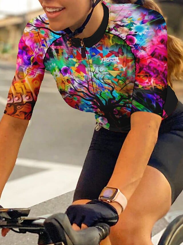 Women's 21grams Breathable Cycling Jersey with 3 Rear Pockets