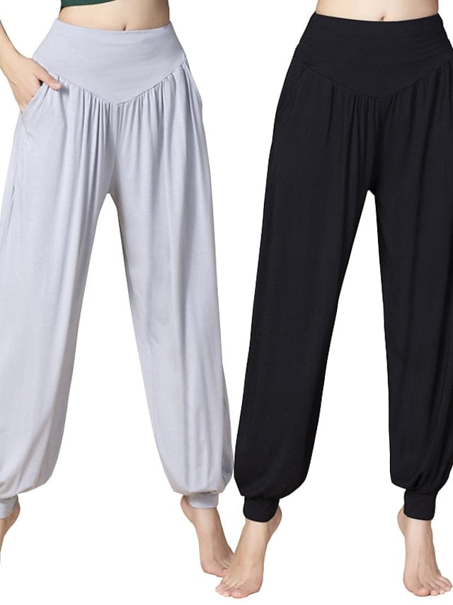 Women's Wide Leg Harem Yoga Pants with Side Pockets for Gym and Fitness Workouts