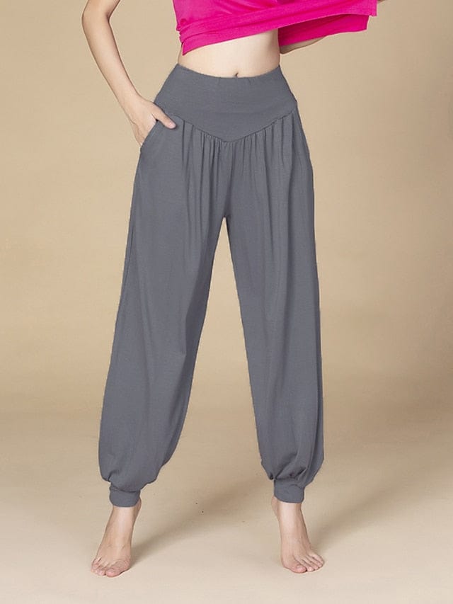 Women's Wide Leg Harem Yoga Pants with Side Pockets for Gym and Fitness Workouts