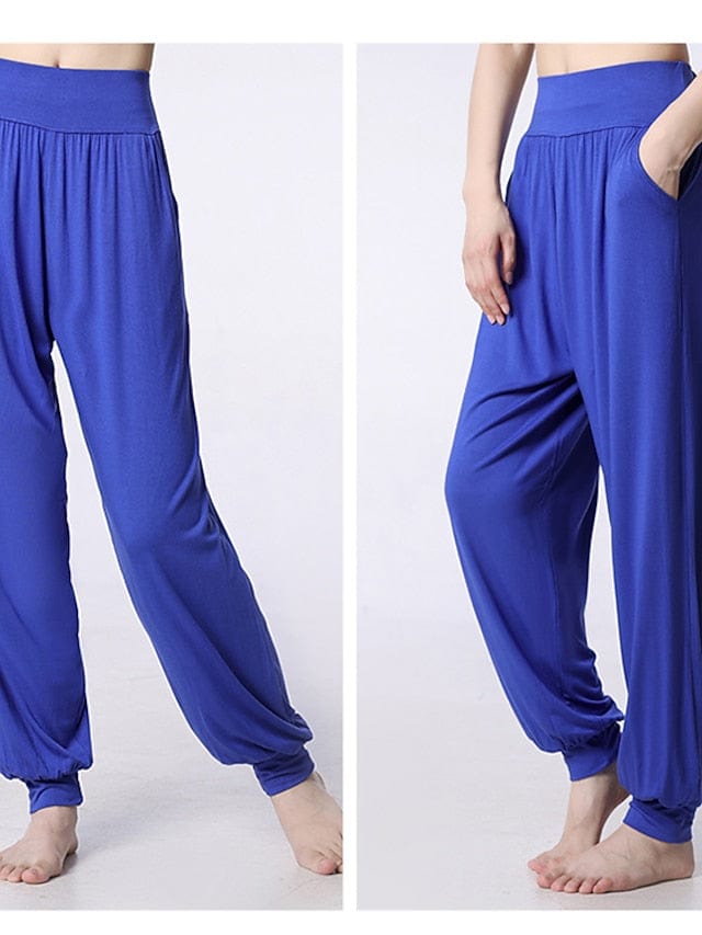 Women's Wide Leg Harem Yoga Pants with Side Pockets for Gym and Fitness Workouts
