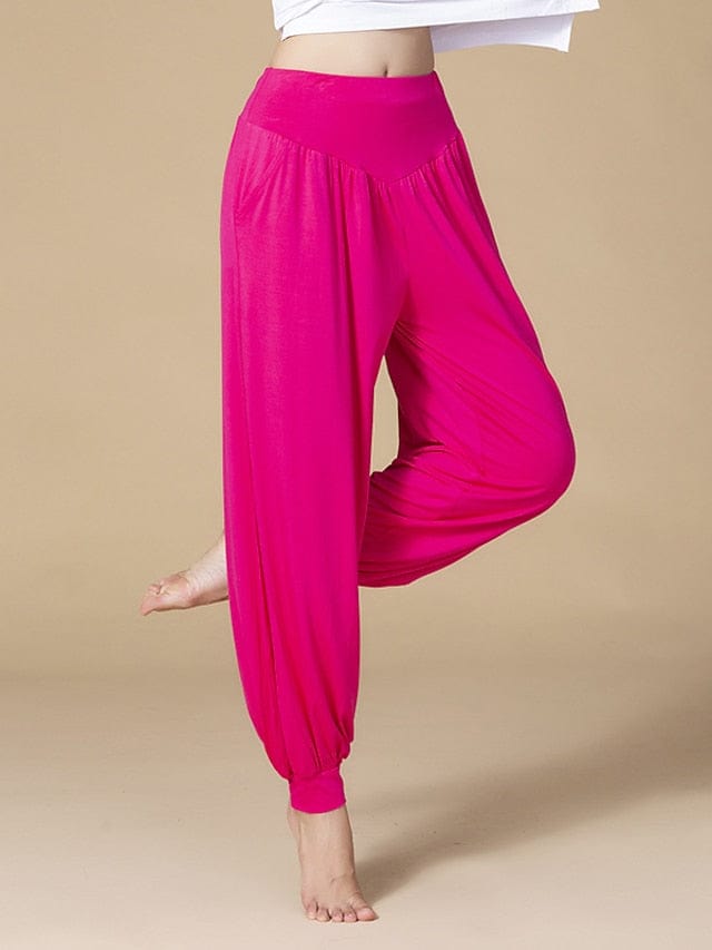 Women's Wide Leg Harem Yoga Pants with Side Pockets for Gym and Fitness Workouts
