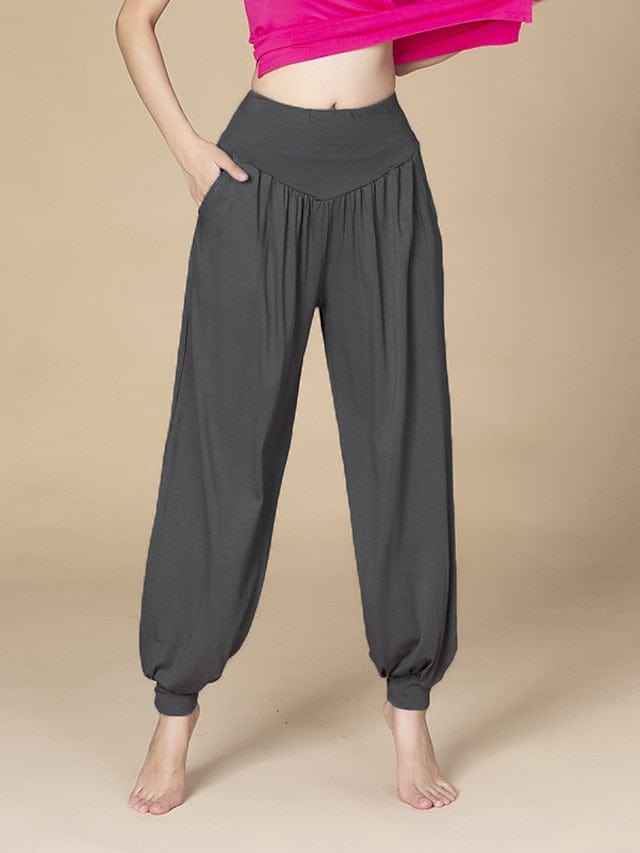 Women's Wide Leg Harem Yoga Pants with Side Pockets for Gym and Fitness Workouts