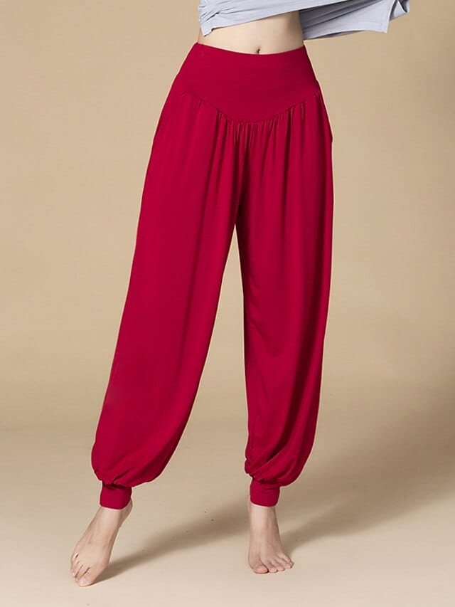 Women's Wide Leg Harem Yoga Pants with Side Pockets for Gym and Fitness Workouts