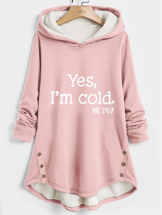 Women's Sherpa Fleece Lined Letter Print Hoodie Sweatshirt