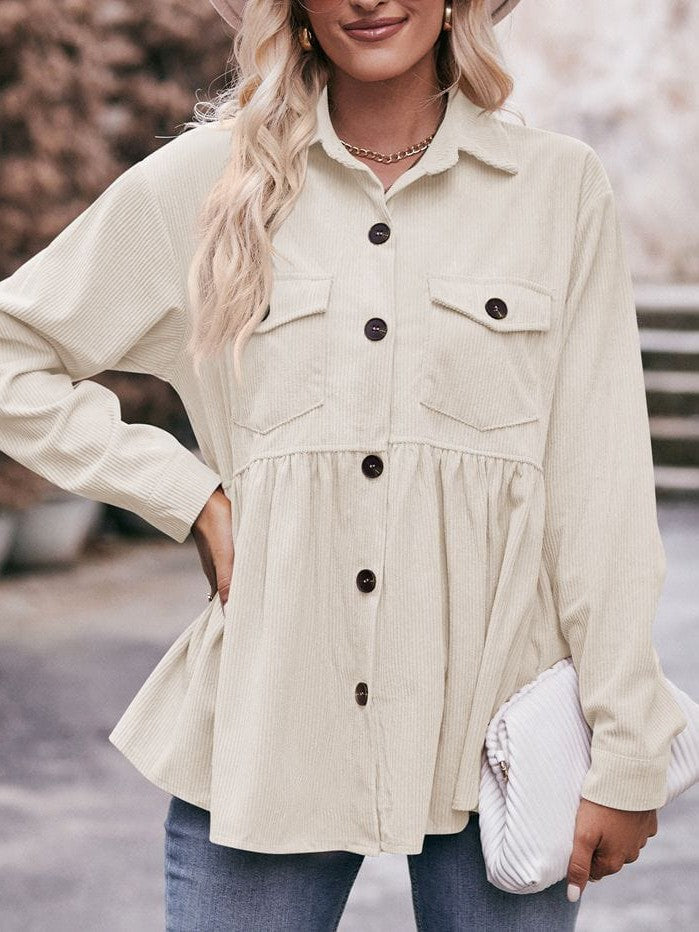 Womenswear casual babydoll corduroy shirt