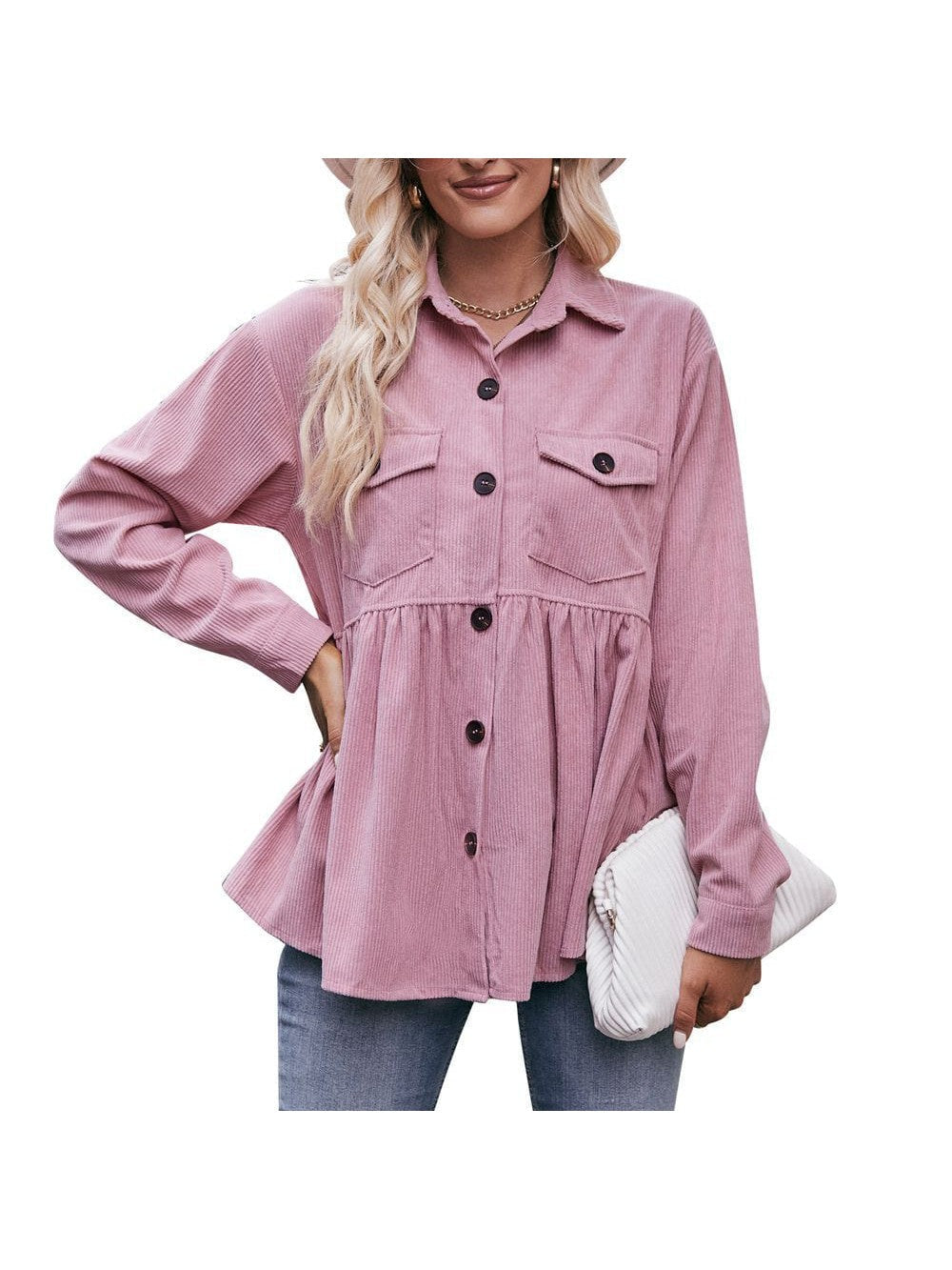 Womenswear casual babydoll corduroy shirt