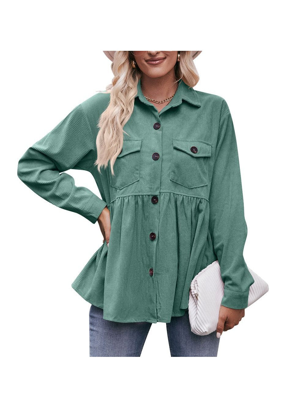 Womenswear casual babydoll corduroy shirt