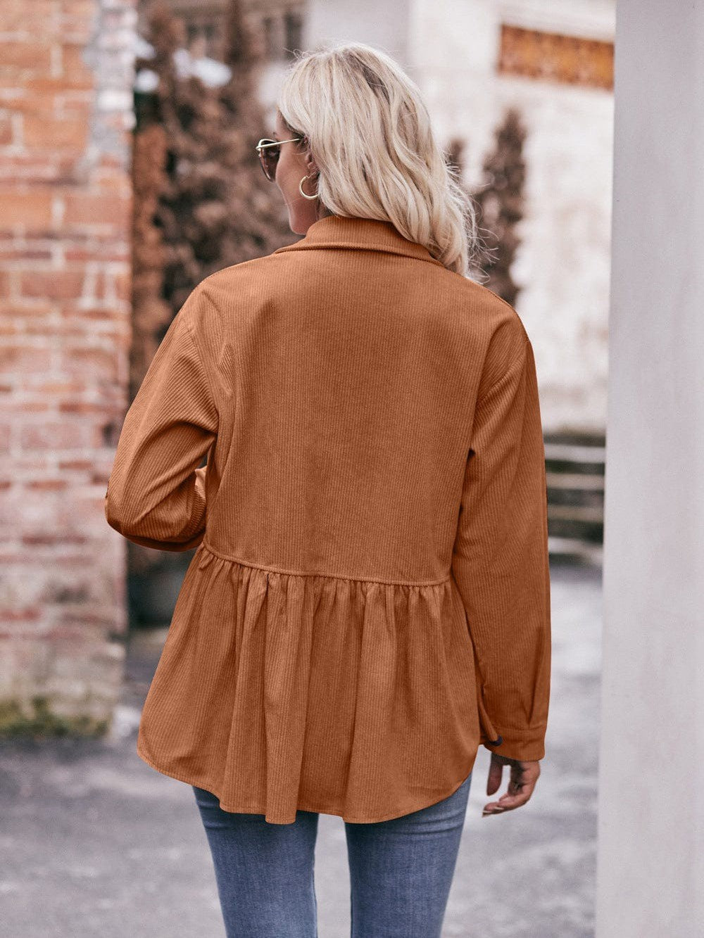 Womenswear casual babydoll corduroy shirt