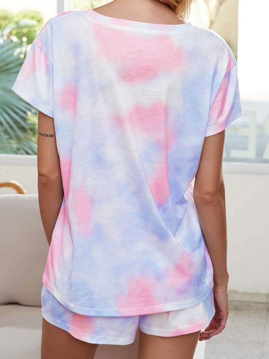 Womenswear tie-dye short-sleeved pajamas home service suit