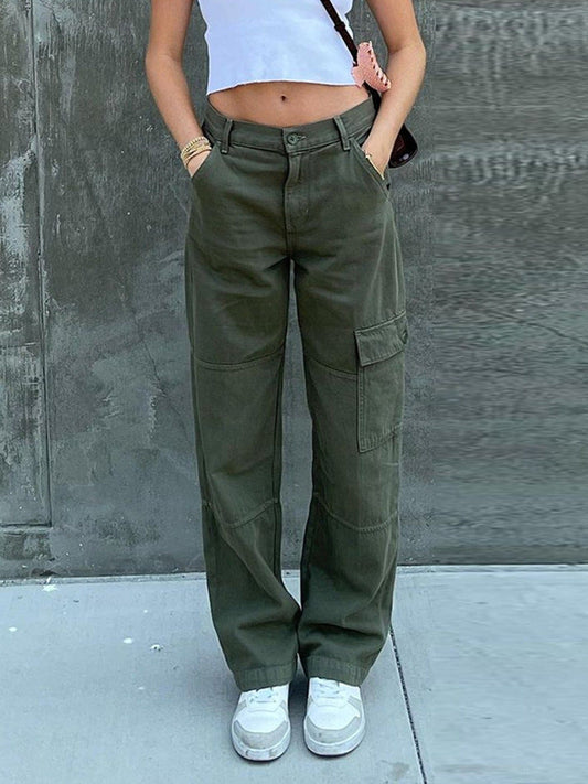 Y2K Vintage Style Square Pocket Loose Wide Leg Cargo Pants