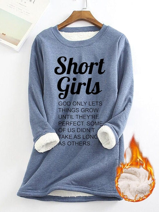 Yellow Pink Dark Pink Sherpa Fleece Lined Letter Print Women's Sweatshirt