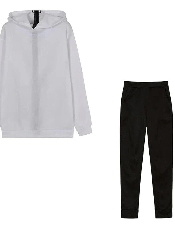 Zipper Detail Letter Design Women's Sweatshirt and Track Pants Set